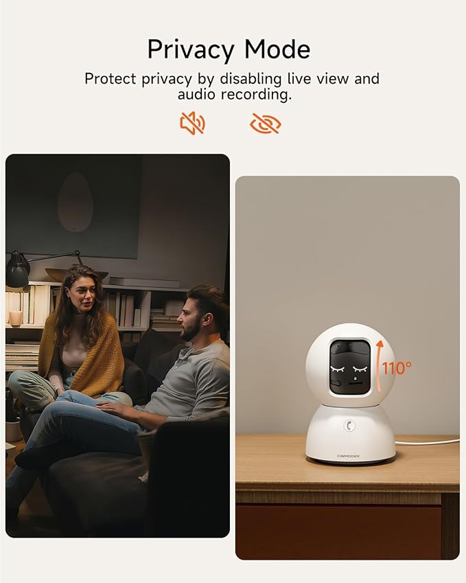 Smart 3K Indoor Dome Security Camera with AI Human/Pet/Facial Detection, 360° Pan-Tilt Coverage, 2-Way Audio, 2.4GHz 5GHz Dual-Band Wi-Fi - Includes 64GB SD Card & No Subscription Needed