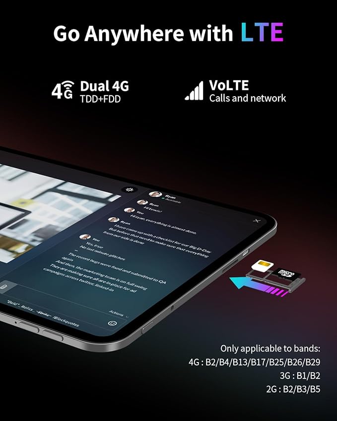 TECLAST Android 16 T65 13.4 inch Large Tablet, 20GB+128GB,120Hz 1920x1200 IPS Display,2.2Ghz Octa-Core Processor,10H 8000mAh Battery, 2.4GHz+5GHz WiFi,4G LTE,GPS, 3.5mm Headphone Jack for Music Lovers