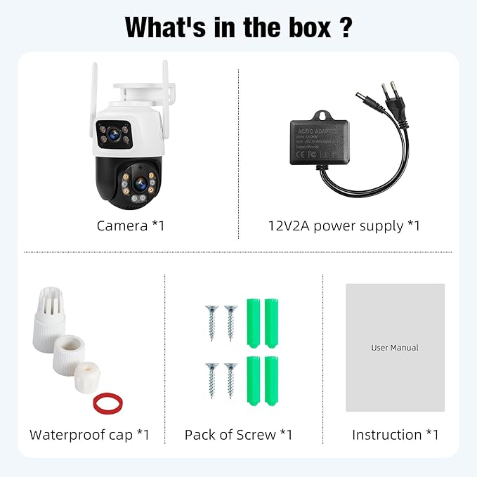 Fuers 6MP Wireless Security Camera, Surveillance Cameras Dual Lens Linkage,360°View,Human Detection,Auto Tracking,Light Alarm,Night Vision,Two-Way Audio,Outdoor Indoor IP66 WiFi Camera