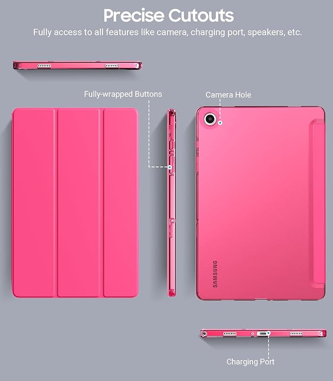 TiMOVO Case for Samsung Galaxy Tab A9+/A9 Plus 11" 2023, Slim Soft TPU Translucent Frosted Back Protective Cover for Galaxy Tab A9+ Tablet SM-X210/X216/X218, Auto Wake/Sleep, Bright Pink