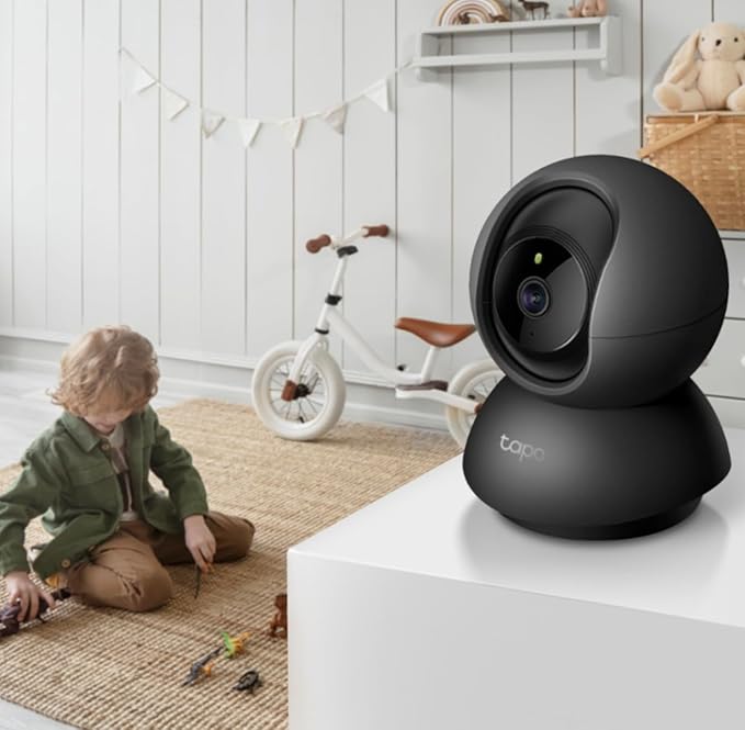 Tapo 2K Pan/Tilt Indoor Security Camera for Baby Monitor, Pet Camera | Motion Detection & Tracking | 2-Way Audio | Cloud & SD Card Storage | Works w/Alexa & Google Assistant | Black C211