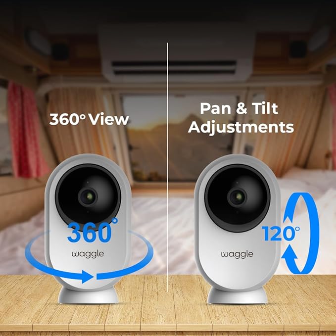 Waggle Dog Temperature Monitor & Pet Camera Bundle for RVs - Portable WiFi Cam (128GB) with Motion Alert & Remote Access | Watch Pets While Travelling