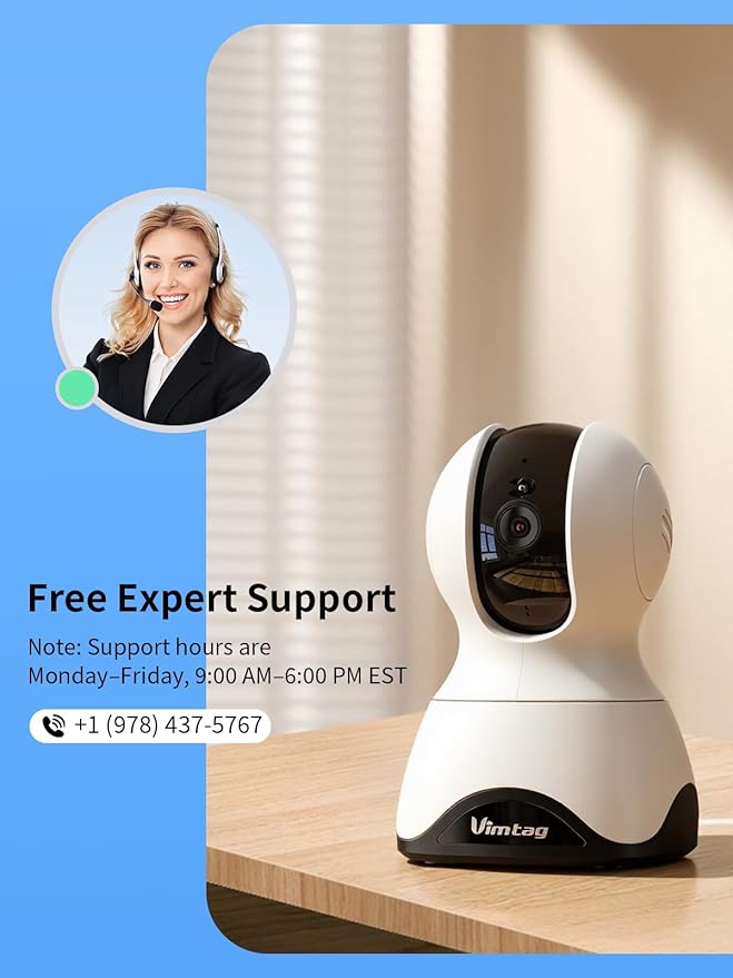 VIMTAG 4K UHD Cameras for Home Security - Indoor Pet Camera, 360ยฐ Pan/Tilt Dog Camera with Phone App for Nanny/Baby/Room, Night Vision, Free AI Detection & Motion Tracking, 5G/2.4GHz WiFi, 2-Way Audio