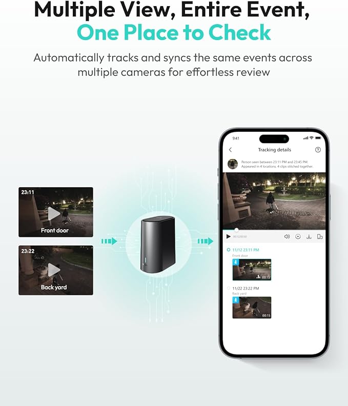 BOTSLAB Security Cameras Wireless Outdoor, 2 Cam-Kit, 4K Color Night Vision, Solar Cameras for Home Security with 360° PT,No Monthly Fee,32GB Local Storage Base Station,Auto Tracking,Easy Installation