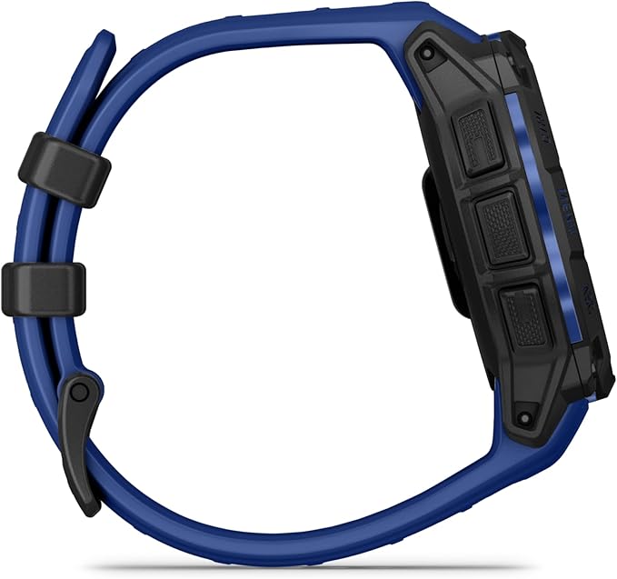 Garmin Instinct® 3 – 45 mm, AMOLED Display, Rugged Outdoor GPS Smartwatch, Built-in Flashlight, Supernova Collection Limited Edition Color, Black with Bolt Blue/Black Silicone Band