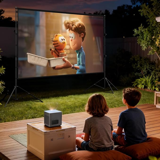 Projector Screen with Stand - 150 Inch Projector Screen Outdoor Indoor Projector Screens 16:9 4K HD Outdoor Movie Screen with Carry Bag,Enioy Home Theater Projection Screen