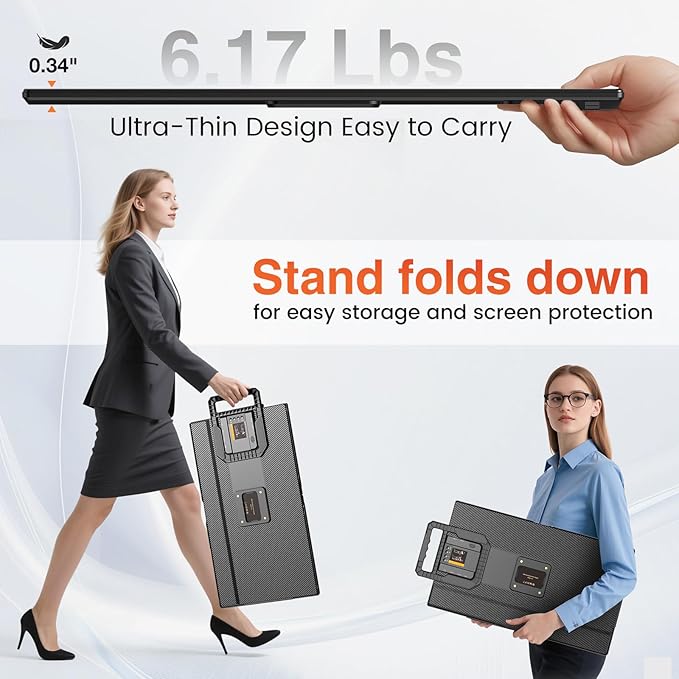 23.8" Large Portable Monitor, 1080P FHD 100Hz IPS Display, Height-Adjustable & Rotatable Screen (Portrait/Landscape), Built-in Speakers, VESA Mount, Second Monitor for Laptop, MacBook, PC