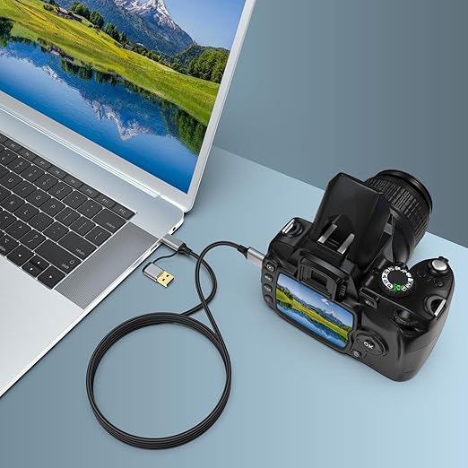USB A/Type C to USB Micro B Data Transfer Cable Compatible with Nikon D500 D800 D810 D850, Canon EOS 5D Mark IV, 5DS R Camera, Galaxy S5, Note 3, Seagate, WD, Toshiba External Hard Drive, 5ft