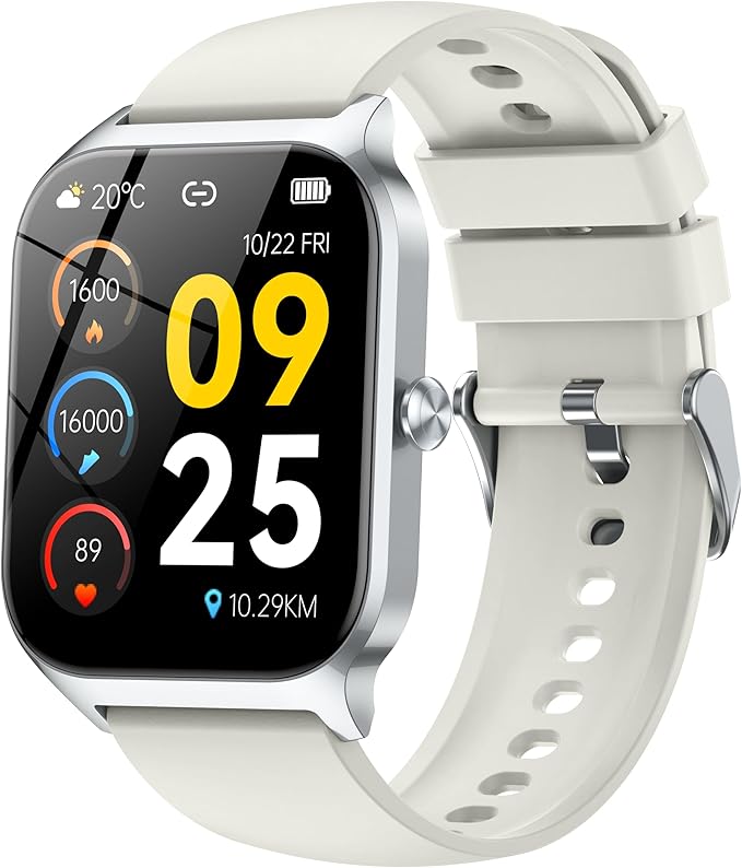 CASCHO Smart Watch for Men Women, 1.96" Smartwatch (Answer/Make Call), IP68 Waterproof Fitness Tracker, 112+ Sport Modes (Porcelain White)