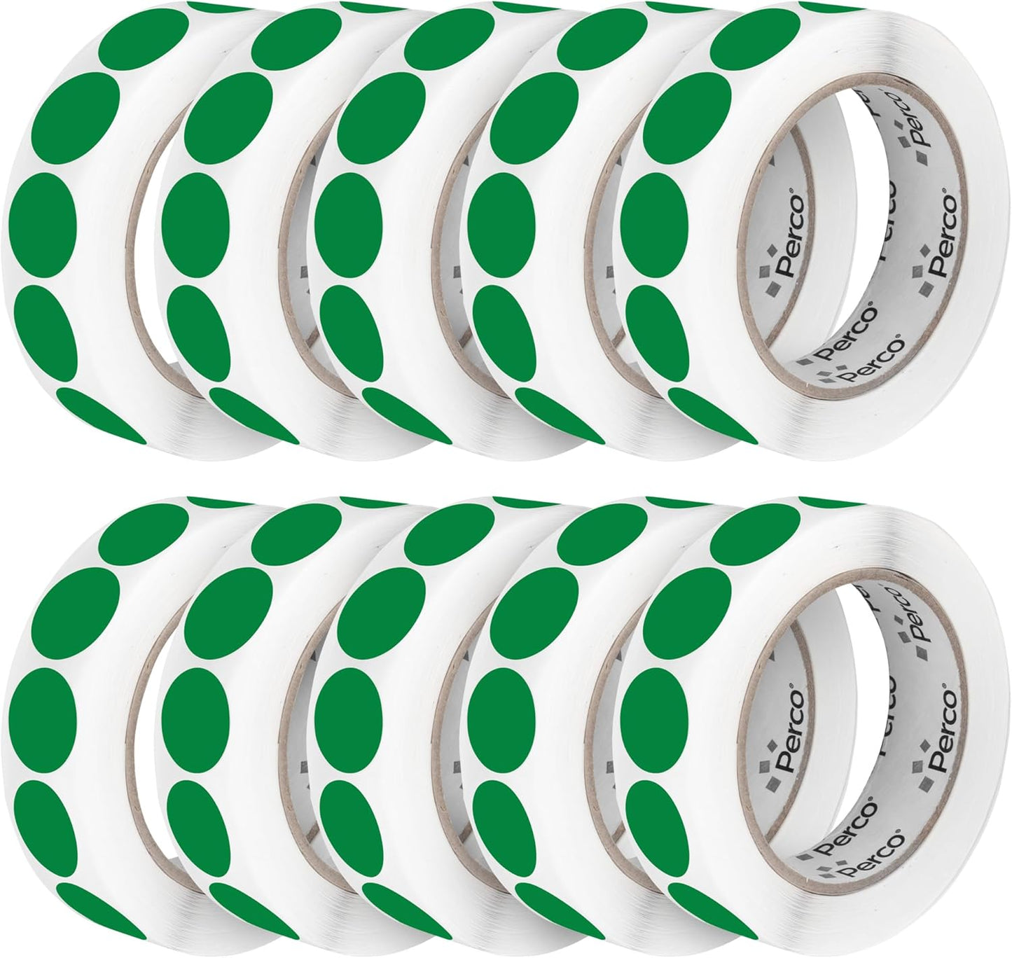 Perco Green 1-Inch Perforated Circle Dot Sticker Labels â 10 Rolls, 10,000 Round Stickers â with Permanent Adhesive for Inventory Management, Color Coding, Garage Sales, CraftsâMade in USA