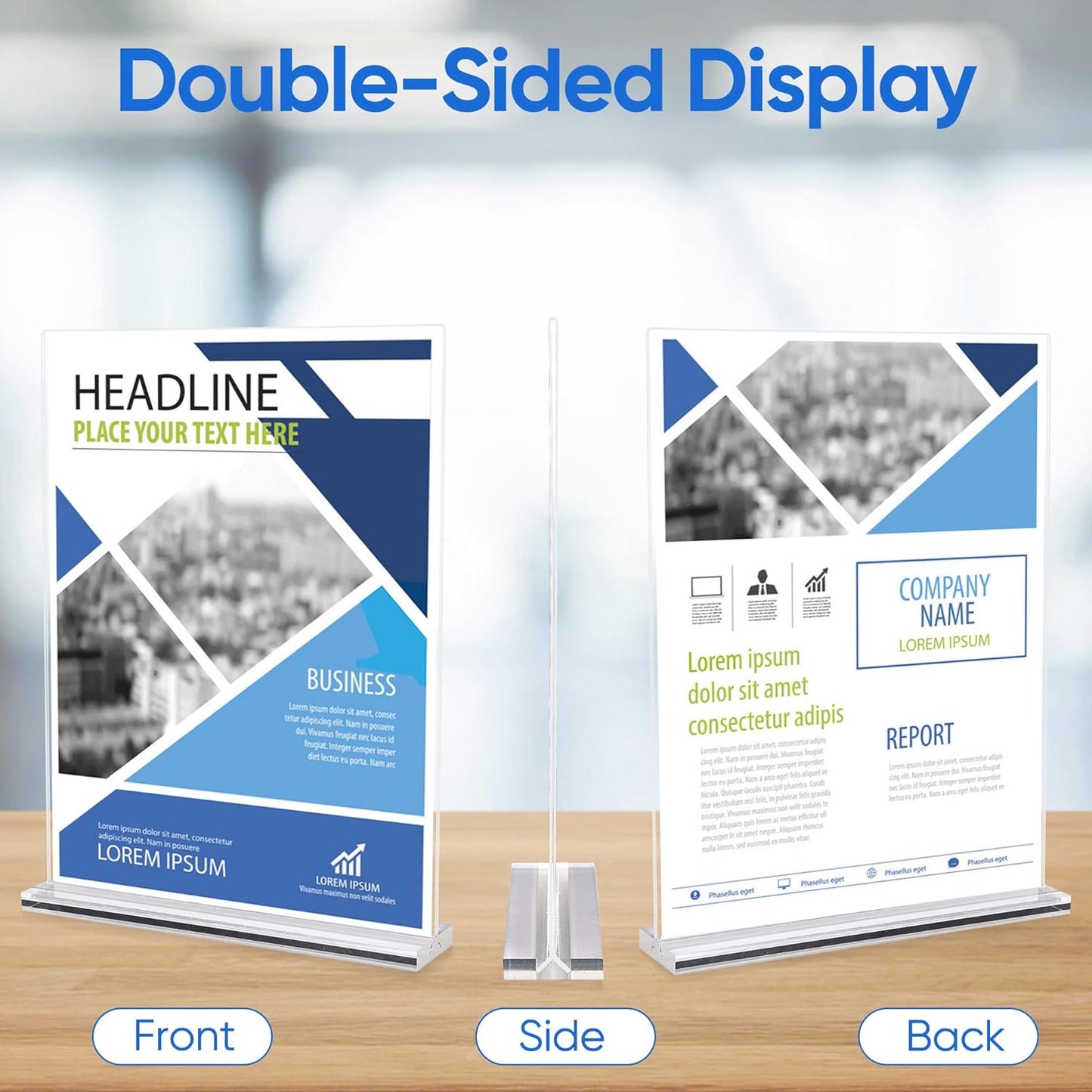 10 Pack Acrylic Sign Holder 4 x 6, Clear Double Side T Shape Acrylic Table Sign Stands for Displaying, Flyer Holder Paper Card Holder for Office Business Store Mall Restaurants