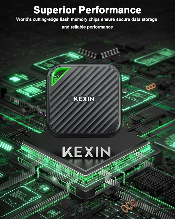 KEXIN 2TB Portable SSD USB C External SSD Up to 2000MB/s External Solid State Drive USB 3.2 Gen 2x2 Type-C Portable Solid State Drive for PC Mac Game Console