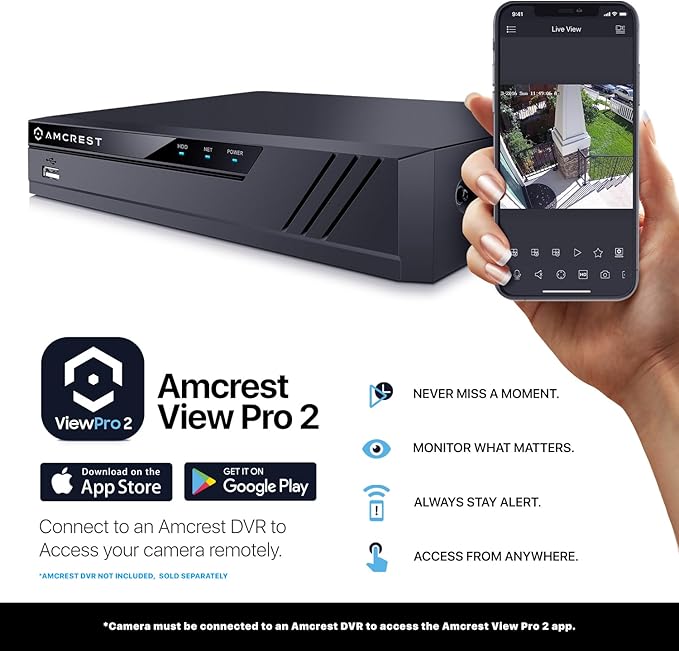 Amcrest Analog 4K Outdoor Security Camera, Turret 8MP @15fps CCTV-Coax-BNC, 98ft Night Vision, 125° Angle, Built-in Mic, Black (AMC4KDM28-B-V3), (Not an IP Camera) DVR Required, Not Included