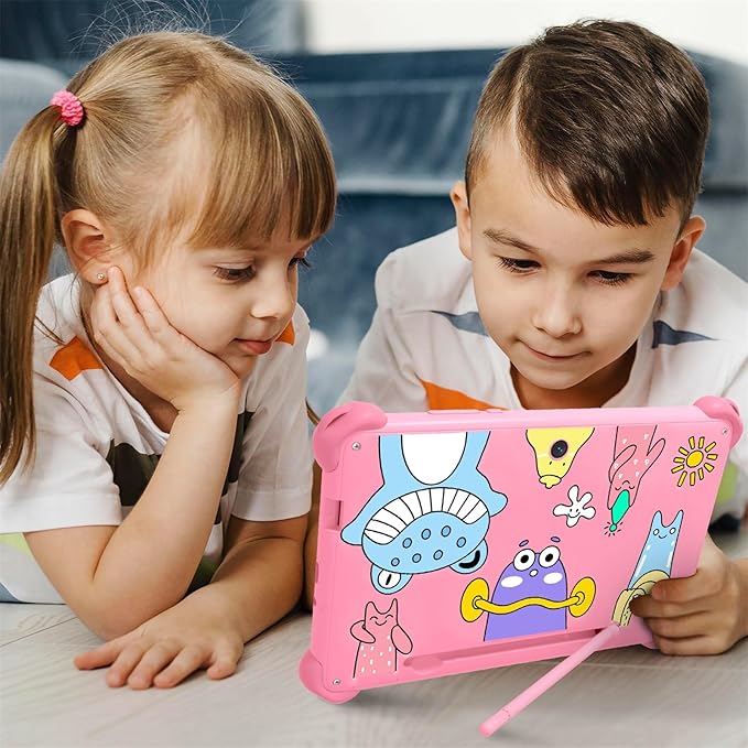 okulaku Kids Tablet, 7 inch Tablets for Kids 3-12, Toddler Tablet with Stand Case, 32GB Child Learning Computer Tablets with WiFi for Boys Girls, IPS Screen, Parental Control, GMS, YouTube (Pink)