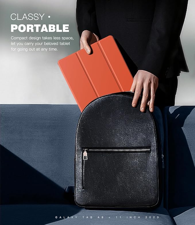 TiMOVO Case for Samsung Galaxy Tab A9+/A9 Plus 11 Inch 2023, Slim Lightweight Stand Hard Back Shell Protective Cover for Galaxy Tab A9+ Tablet SM-X210/X216/X218, Auto Wake/Sleep, Orange
