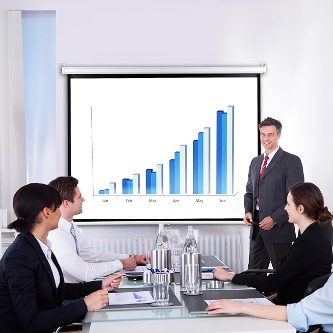 SUPER DEAL 72'' 4:3 HD Projection Screen Foldable Anti-Crease Portable Projector Movie Screen Manual Pull Down for Home Theater Presentation Education Outdoor Indoor Public Display, White