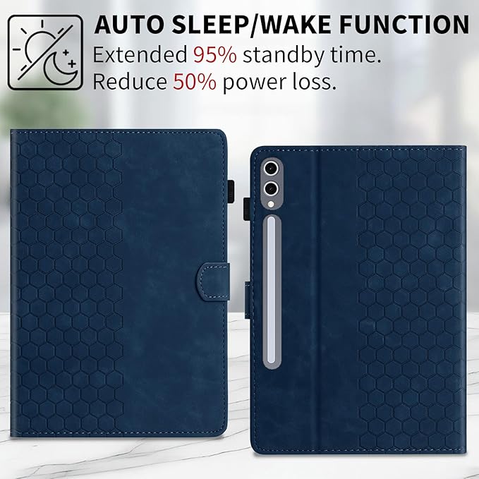 Case for Samsung Galaxy Tab S10 Plus 2024/ S9 FE Plus 5G 12.4 Inch 2023, Multi-Angle Viewing Smart Stand with Pocket Auto Wake/Sleep PU Leather Tablet Cases Flip Folio Cover Blue