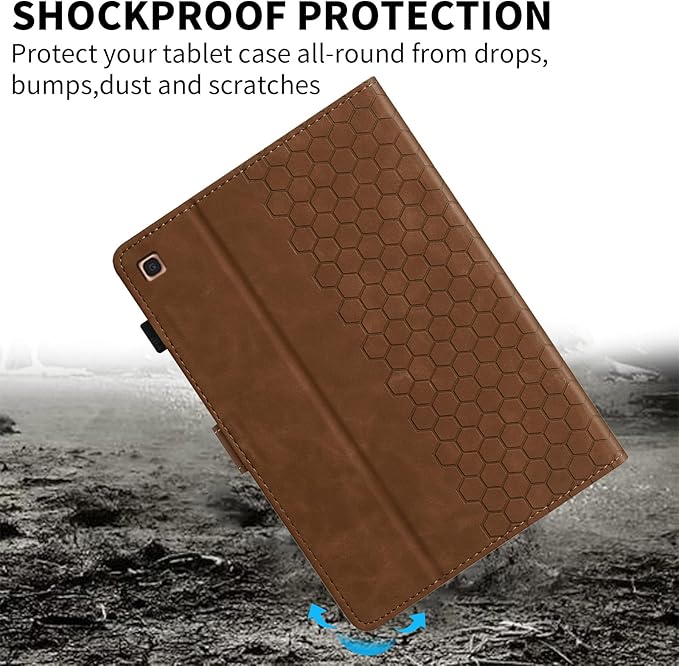 Case for Samsung Galaxy Tab A 10.1 2019 Model SM-T510/T515, Multi-Angle Viewing Smart Stand with Pocket PU Leather Tablet Cases Flip Folio Cover Brown