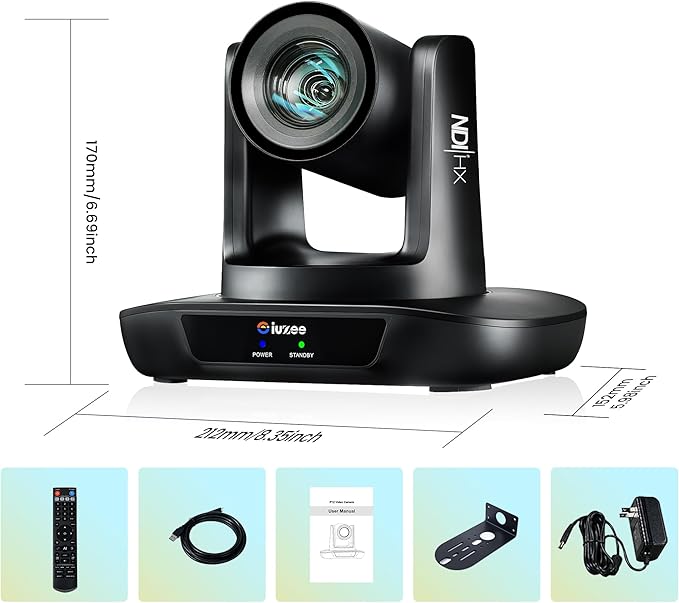NDI PTZ Camera AI Auto Tracking 3G-SDI/USB3.0/HDMI/LAN PoE 30X Optical and 8X Digital Zoom Live Streaming Camera 1080P 60FPS for Church Services Worship Education Events vMix OBS YouTube