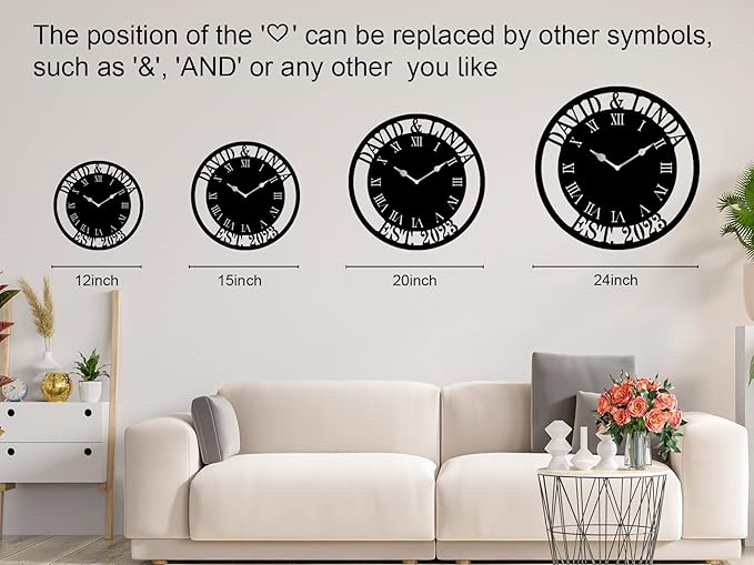 Personalized Metal Clock Sign, Custom Metal Clock,Personalized Gift, Black Gold and Silver Color Options, Housewarming Gift, Living Room Decor