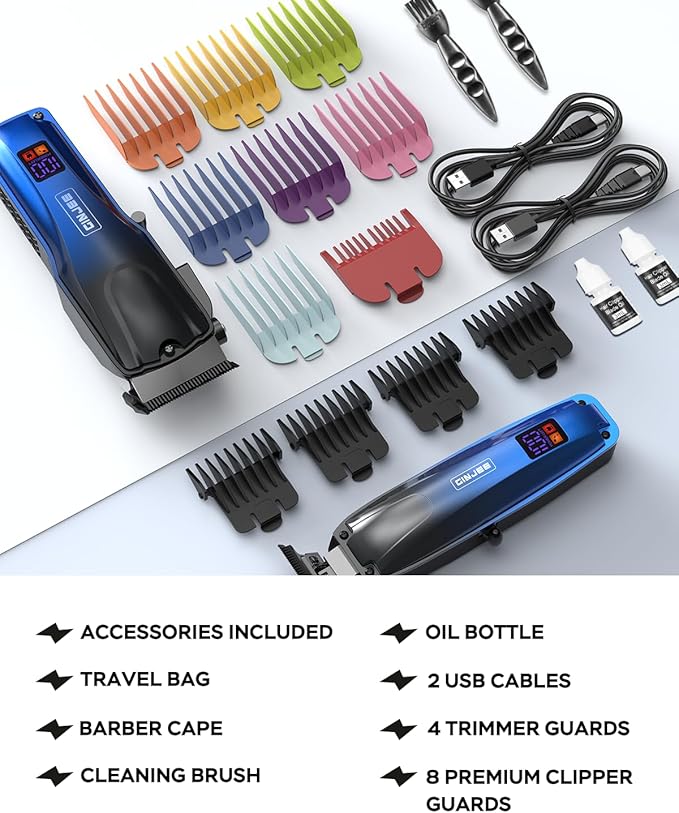 Professional Hair Clippers for Men Cordless & Corded - Rechargeable Barber Clipper & Trimmer Set with Fade Lever for Home Haircuts, Grooming Kit with Guide Combs, with Travel Case