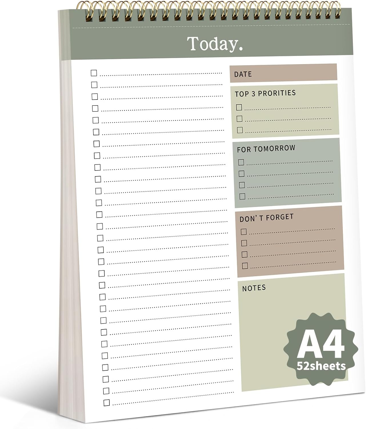 To Do List Notepad, 52 Undated Sheets ï¼8.5"Ã11"ï¼Duplex-printed Daily Planner For Work Home School Office Desk Accessories Supplies & Goal Setting Tasks -Green