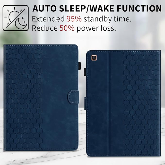Case for Samsung Galaxy Tab A 10.1 2019 Model SM-T510/T515, Multi-Angle Viewing Smart Stand with Pocket PU Leather Tablet Cases Flip Folio Cover Blue