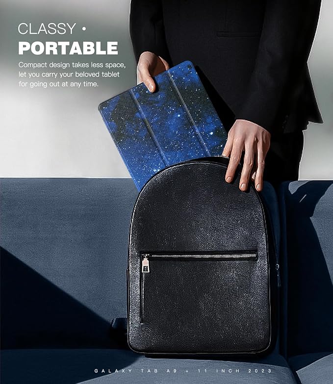 TiMOVO Case for Samsung Galaxy Tab A9+/A9 Plus 11 Inch 2023, Slim Lightweight Stand Hard Back Shell Protective Cover for Galaxy Tab A9+ Tablet SM-X210/X216/X218, Auto Wake/Sleep, Blue Starry Sky
