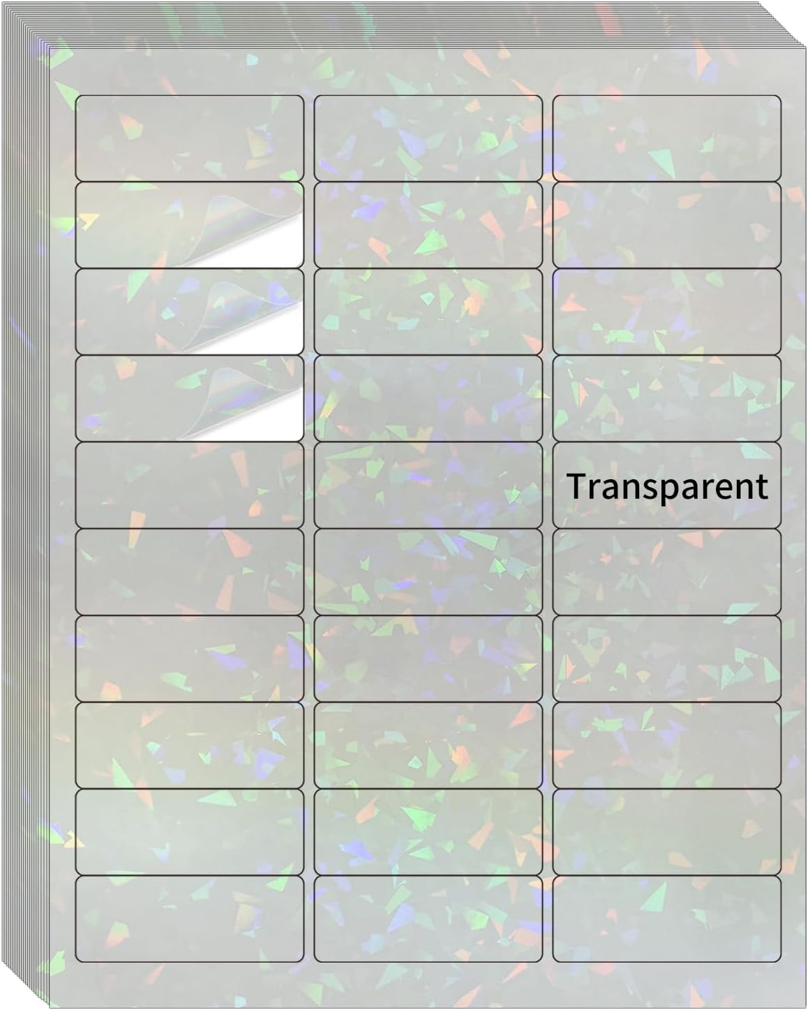 STARLIBOO Transparent Stickers Labels -1" x 2-5/8" Clear Address Labels Mailing Stickers for Laser/Inkjet Printer 8.5"Ã11"- 200 Labels (Clear Holographic)