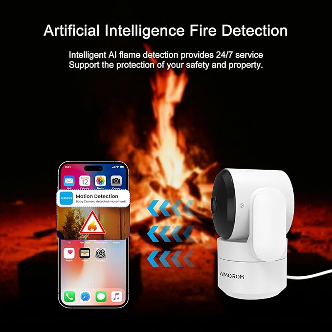 Pet Camera, Baby Camera, 2K 360° Home Security Camera, Night Vision, 2-Way Audio, AI Motion Detection, Works with Alexa & Google Assistant, Support 2.4GHz & 5GHz WiFi