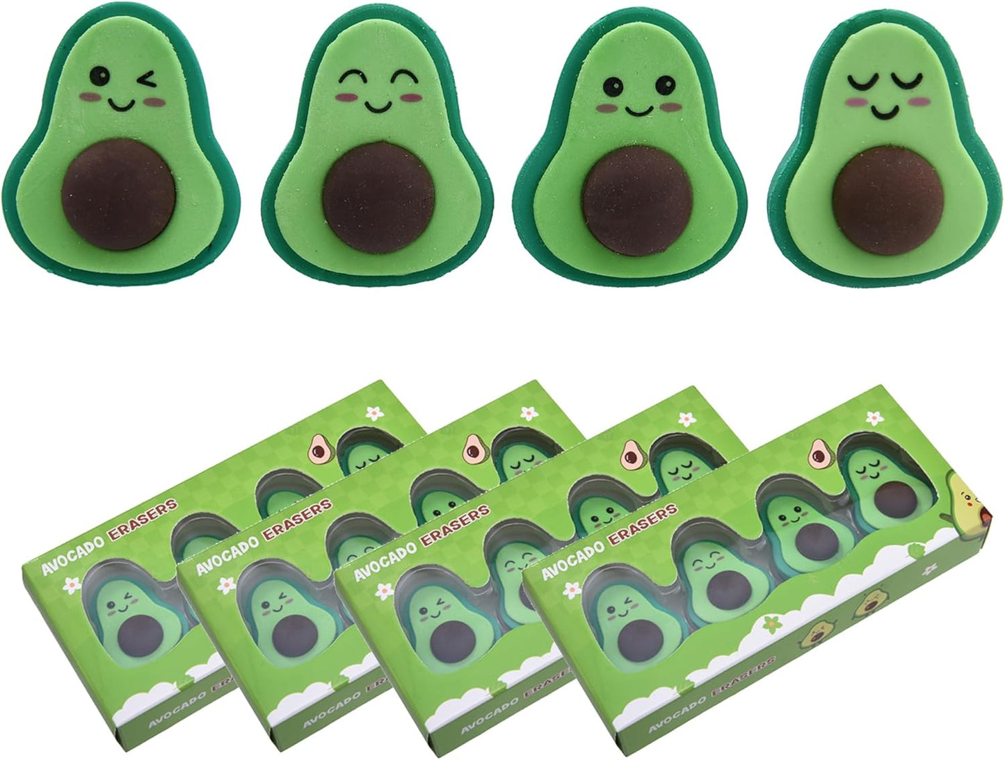 16Pcs Avocado Erasers for Kids Bulk, Kawaii Cute Novelty Fruit Eraser for School Classroom Supplies Party Favors
