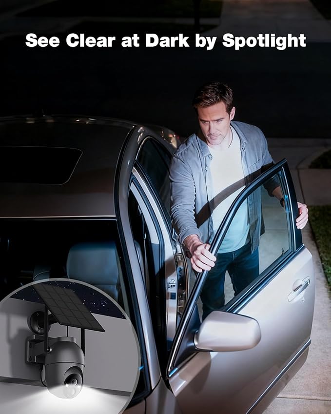 SEHMUA Security Cameras Wireless Outdoor-4-cam kit, No Monthly Fee, Solar Powered, Colorful Night Vision, 360° PTZ, 4MP Live View, Centralized Control, 2.4G&5G Router Compatible for Security System
