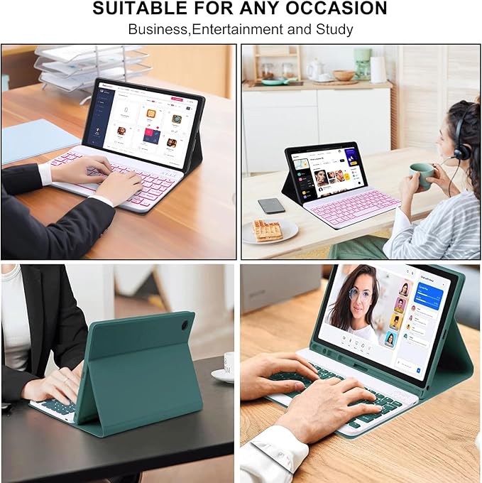 Keyboard case for Samsung Galaxy Tab A11 Plus / A9 Plus 11 inch, Bluetooth Backlit A9+ Keyboard Case with S Pen Holder for A11+ 11", Green