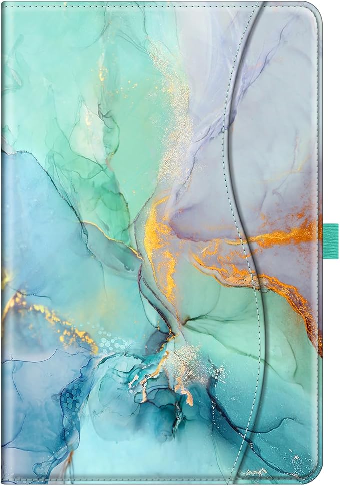 Fintie Case for Samsung Galaxy Tab A9 Plus/A9+ 5G 11 Inch 2023 Model (SM-X210/X216/X218), Multi-Angle Viewing Smart Stand Back Cover with Pocket Auto Wake/Sleep, Emerald Marble