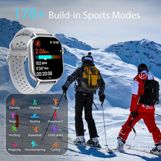GPS Smart Watch for Men, Fitness Tracker with 178+ Sports Modes, Fitness Watch with 2.06" AMOLED Touchscreen, Heart Rate/Sleep Monitor, IP68 Waterproof, Notifications for Android iOS