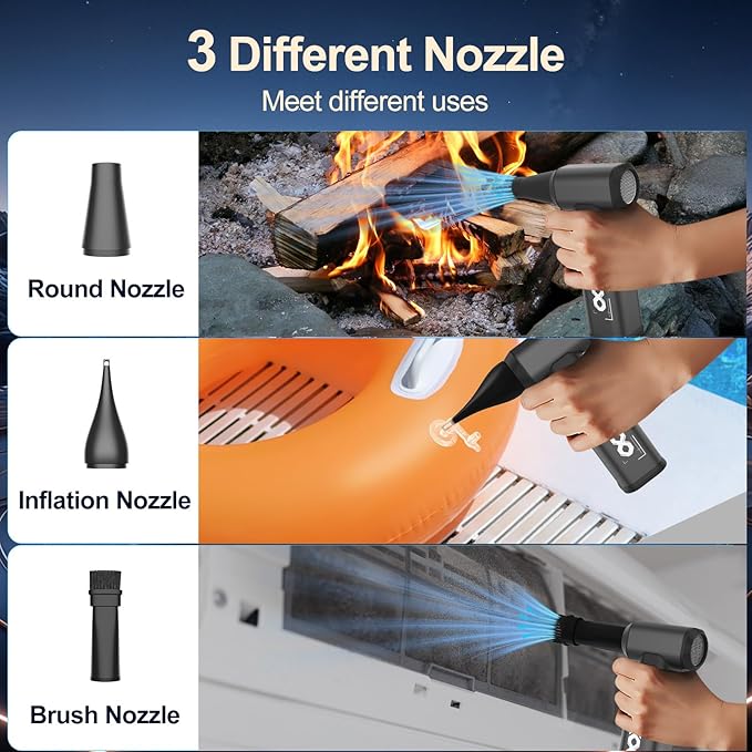 Compressed Air Duster, 180000RPM Powerful Cordless Electric Air Duster with Brushless Motor and LED Light, Rechargeable Stepless Speed Regulation Dust Blower for PC, Keyboard, House, Car and Outdoor