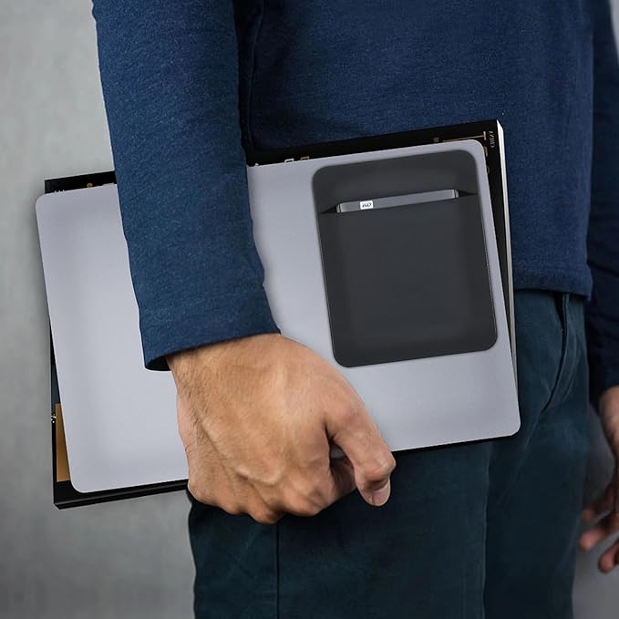 Lacdo Portable External Hard Drive Carrying Case, Hard Drive Holder for Laptop, Adhesive Pouch Stick on Holder, Fit 2.5" Seagate, WD, Toshiba, LaCie External HDD, SSD, Cable, Magic Mouse, Black