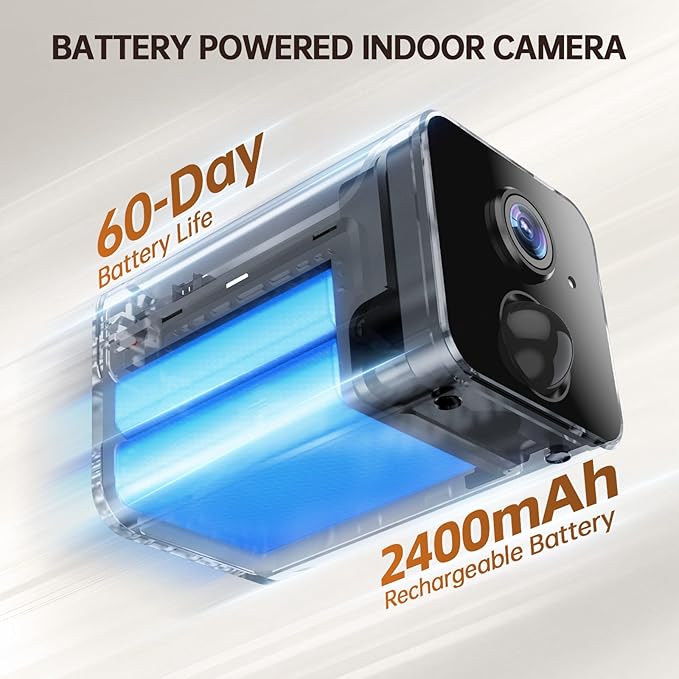 Hidden Camera – 2K HD Wireless Security Camera with Video, Mini Indoor Cameras for Home Security, AI Motion Detection, Night Vision, Built-in Siren, 60-Day Battery Life, Nanny cam, pet Camera
