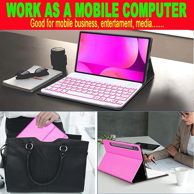 Keyboard Case for Samsung Galaxy Tab 10 FE Plus 13.1inch, S10 FE+ Smart Keyboard Case Magentic Keyboard Cover with S-Pen Holder, Pink