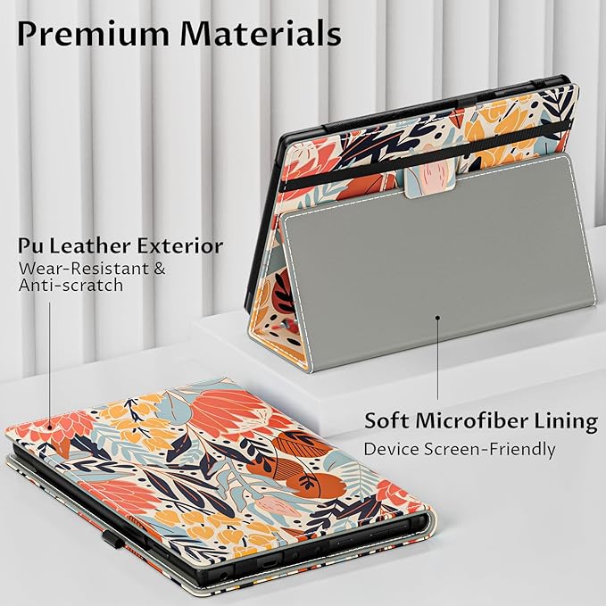 VORI Case for All-New Amazon Kindle Fire HD 10 Tablet (13th/11th Generation 2023/2021 Release) and Fire HD 10 Plus - Slim Folding Stand Folio Cover with Auto Wake/Sleep & Hand Strap, Protea