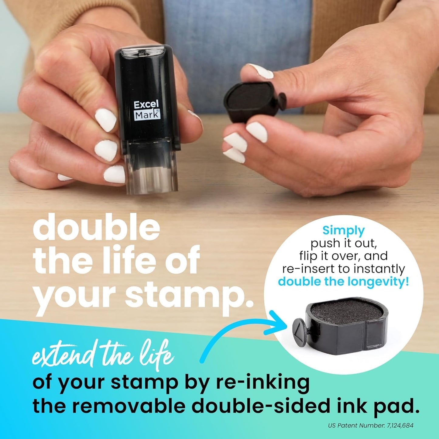 ExcelMark Round Teacher Stamp - Thumbs UP (Solid) - RED Ink