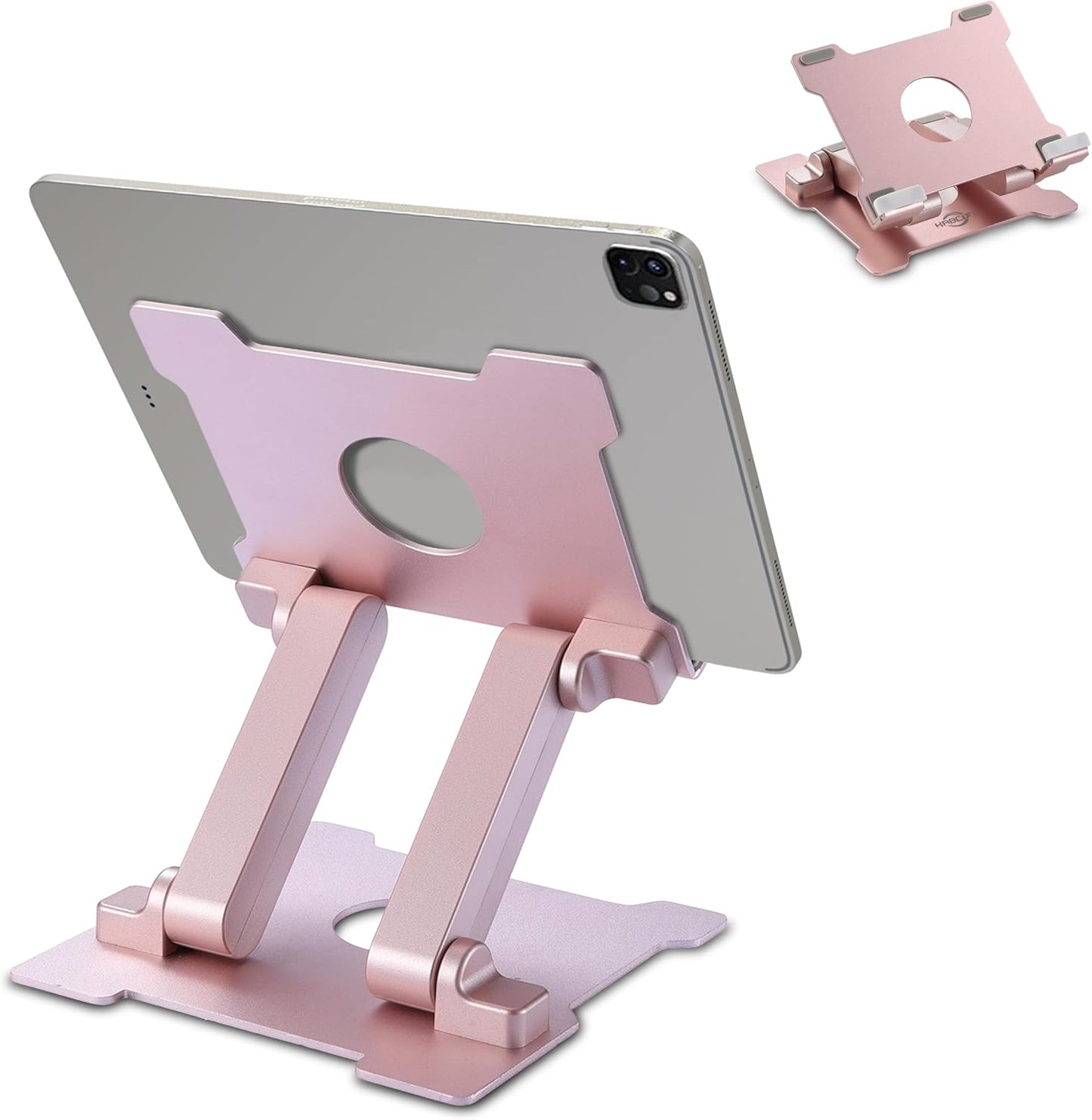 KABCON Tablet Stand,ãUpdatedã Adjustable Eye-Level Aluminum Solid Desktop Stand Holder,Compatible with iPad Series,Microsoft Surface Series,Samsung,Kindle Fire,Etc.Up to 15'' Tablets-Pink