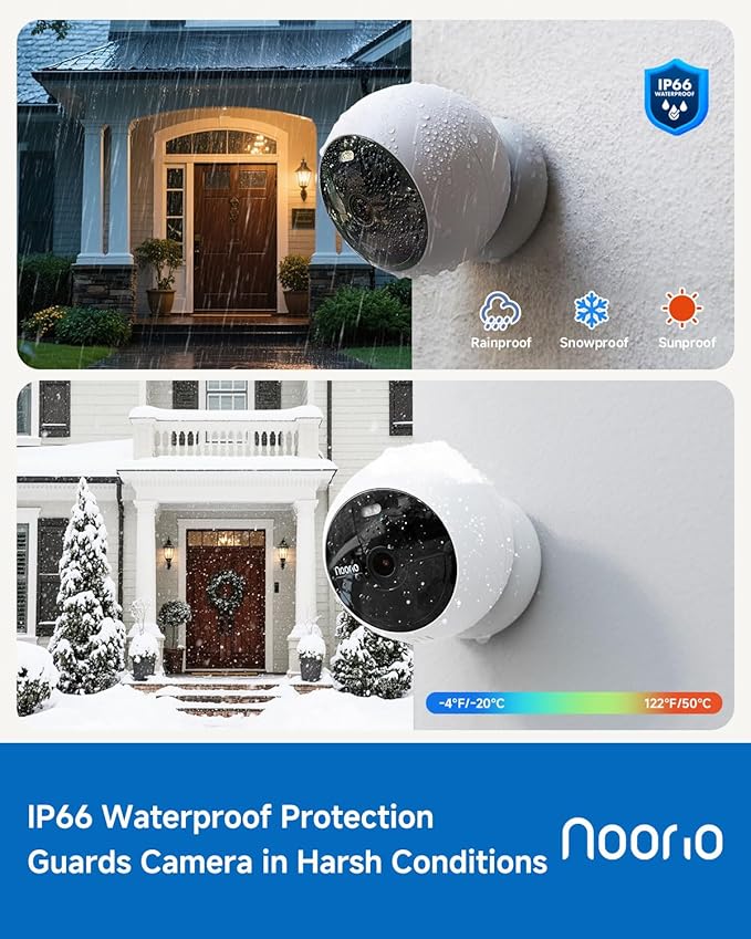 Noorio Security Cameras Wireless Magnetic, 2K Indoor Outdoor Camera for Home Battery Powered, Smart Motion Detection Outdoor Pet Camera, Free Local Storage MagCam, 2.4G WiFi, B210S