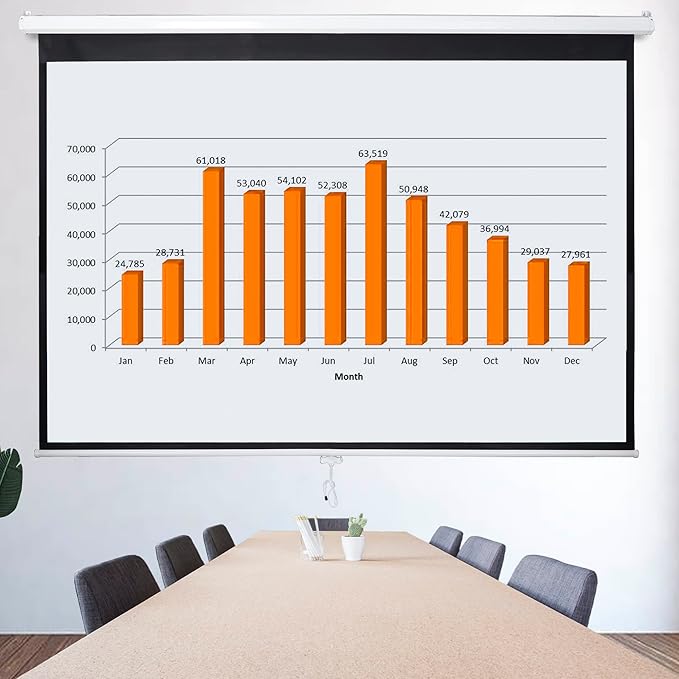 SUPER DEAL 100'' 16:10 HD Projection Screen Foldable Anti-Crease Portable Projector Movie Screen Manual Pull Down for Home Theater Presentation Education Outdoor Indoor Public Display, White