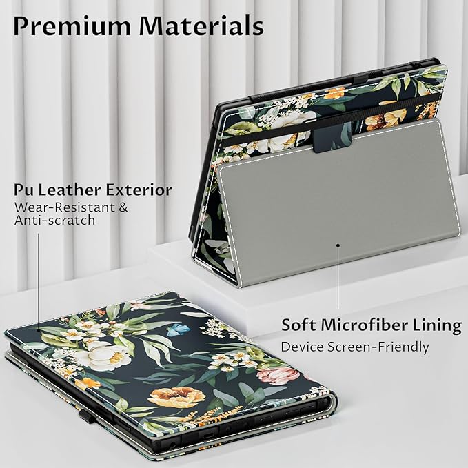 VORI Case for All-New Amazon Kindle Fire HD 10 Tablet (13th/11th Generation 2023/2021 Release) and Fire HD 10 Plus - Slim Folding Stand Folio Cover with Auto Wake/Sleep & Hand Strap, Blushing Floral
