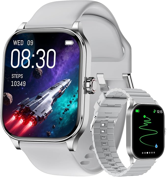 Smart Watch for Women Men with Text and Call, 2025 New AI Smartwatches with Heart Rate/SpO2/Sleep/Stress Monitor, 100+ Sports Modes, GPS Fitness Watches Compatible with iOS/Android (GPS, Silver)