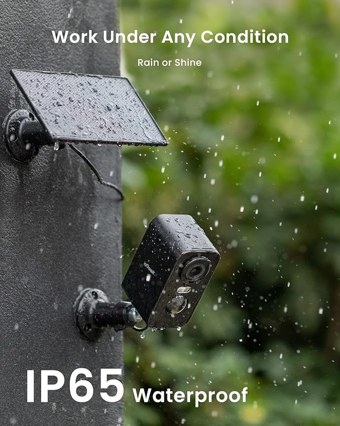 Solar Security Cameras Wireless Outdoor, ieGeek 2 Pack 2K WiFi Battery Camera System for Home Surveillance, Battery Powered Cam with 3MP Color Night Vision, PIR, AI, 2-Way Talk, IP65, Works with Alexa