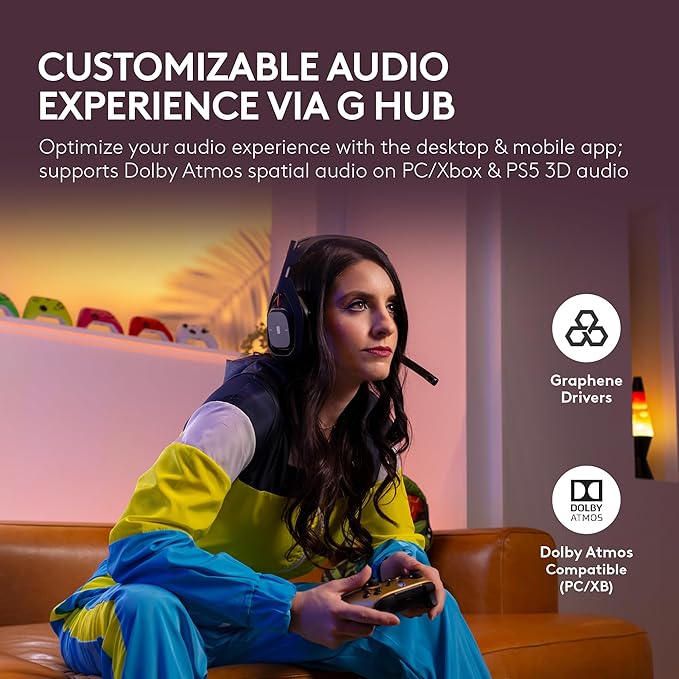 Logitech G Astro A50 Multi-Platform Wireless Gaming Headset + Base Station for PS5/Xbox/PC: PLAYSYNC Audio Switcher, <16bit/48kHz (Console), <24bit/48kHz (PC), 24hr Battery, 2.4GHz & BT - Black