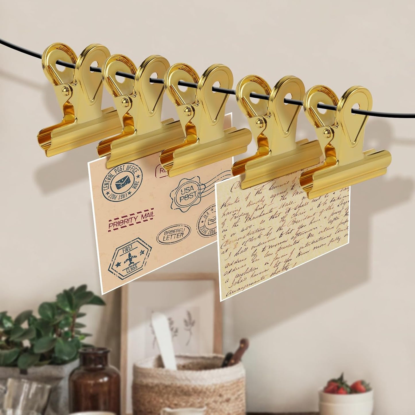 SIAMESE Bulldog Clips, 8 Pcs Binder Clips for Office & Kitchen, Multi-Purpose Binder and Food Bag Clamps for Sealing, Storage, Hanging (Gold)