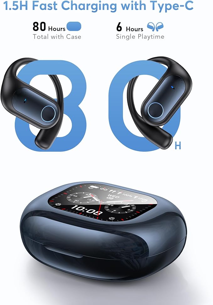 AI Translation Earbuds, Bluetooth 5.4 OWS Headphones with LCD Touch Screen, Real-Time Translator for 144 Languages & Accents, Audifonos Traductores Inglés Español, Ideal for Travel Business Learning